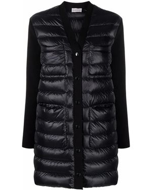 Moncler V-Neck Padded Coat - Black
