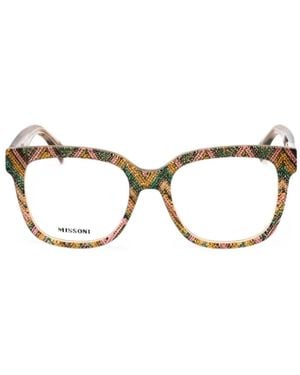 Missoni Zigzag-Print Rectangle-Frame Glasses - Natural