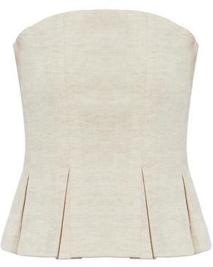 Gestuz Riava Pleated Strapless Top - White