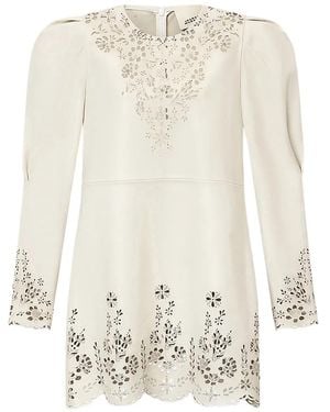Isabel Marant Nala Short Leather Laser-Cut Dress - White
