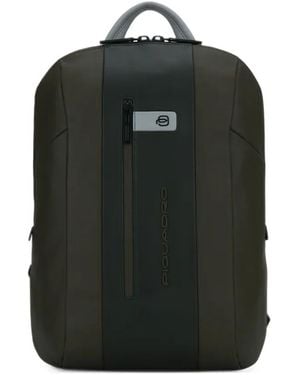 Piquadro Logo-Print Panelled Backpack - Black