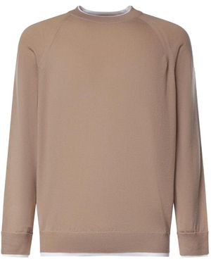 Eleventy Long-Sleeve Crew-Neck Jumper - Brown