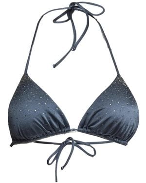 MC2 Saint Barth Crystal-Embellished Halterneck Bikini Top - Blue