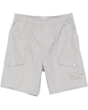 Stone Island L100004 All-Weather Cotton Canvas S.I. Ghost Shorts - White