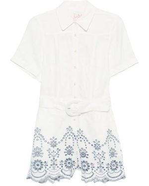 MC2 Saint Barth Embroidered Belted Playsuit - White
