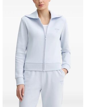 Guess Logo-Embroidered Zip-Up Sweatshirt - Blue