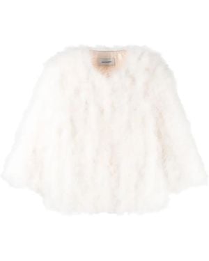 Yves Salomon Feather-Trim Jacket - White