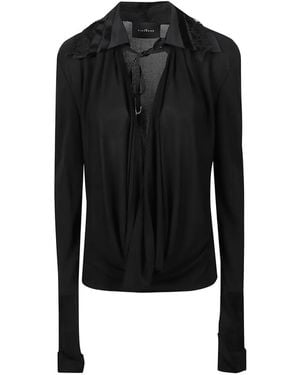 John Richmond Drapierte Bluse Mit Spitzenbesatz - Schwarz