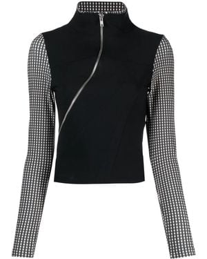 OTTOLINGER Layered Checked High-Neck Top - Black