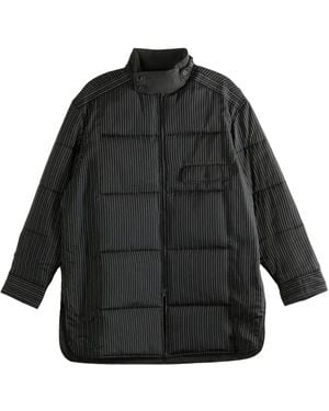 Yohji Yamamoto Gewatteerde Jas Met Krijtstreep - Zwart