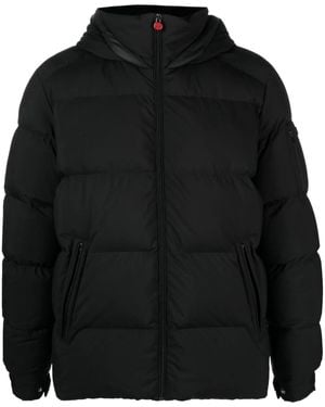 Kiton Logo-Patch Quilted Hooded Jacket - Black