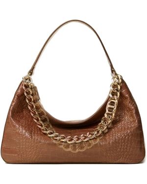 Twinset Liliane Crocodile-Effect Chain Shoulder Bag - Brown