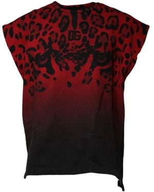 Dolce & Gabbana Leopard-Print Sleeveless T-Shirt - Red