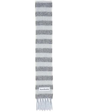 Acne Studios Stripe-Pattern Fringed Scarf - White