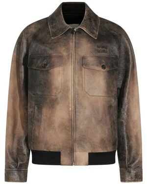Miu Miu Suede Leather Jacket - Brown