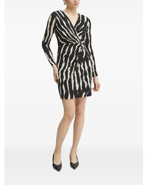Morgan Long-Sleeved Zebra Mini Dress - Black