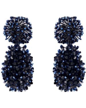 Oscar de la Renta Beaded Cluster Drop Earrings - Blue