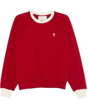 Ami Paris Ami De Coeur Raglan-Sleeve Sweater - Red