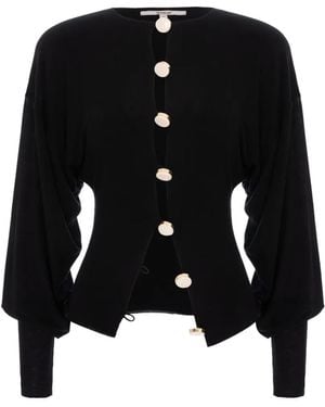 MANURI Aura Button-Up Top - Black