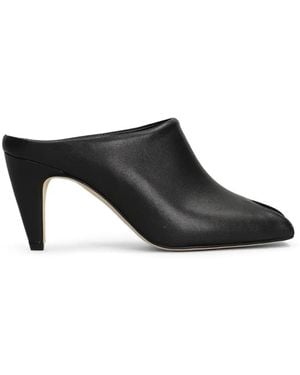 GISÉL MOIRÉ Giuly Peep-Toe Leather Heeled Sandals - Black
