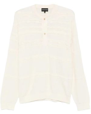 Emporio Armani Jumper Henley Collar - White