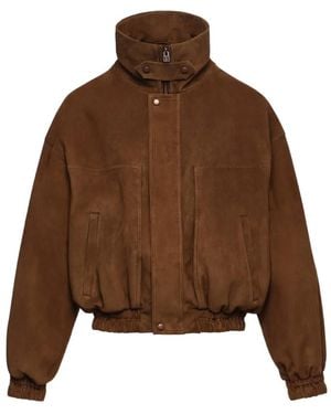 Magda Butrym Elasticated-Trim Suede Jackets - Brown