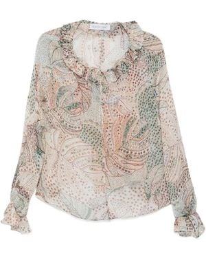 Raquel Diniz Kate Print-Detail Ruffled Blouse - White