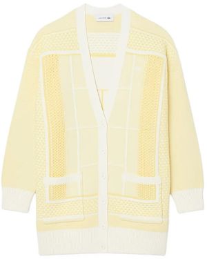 Lacoste Tennis Court-Jacquard Cardigan - White