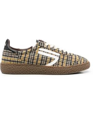 PURAAI Check-Pattern Sneakers - Yellow