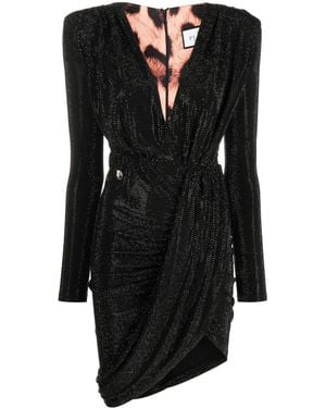 Philipp Plein Crystal-Embellished V-Neck Minidress - Black