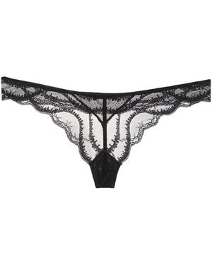 Kiki de Montparnasse Leche Moi Lace-Trim Thong - Black
