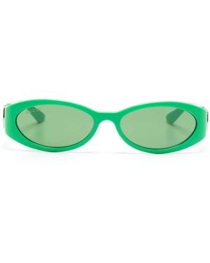 Gucci Occhiali Da Sole Ovali Gg - Verde