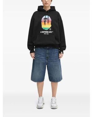 A Bathing Ape Hoodie Ape Head - Bleu