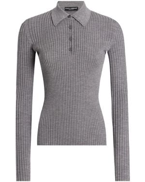 Dolce & Gabbana Geripptes Poloshirt - Grau