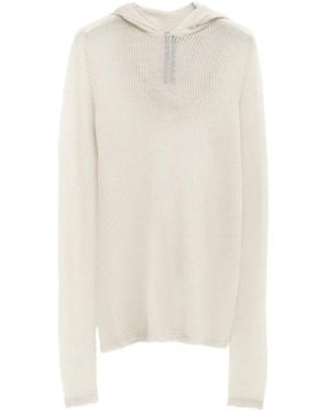 Rick Owens Ribbed Hoodie - White