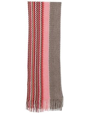 Missoni Zigzag-Pattern Fringed Scarf - Pink