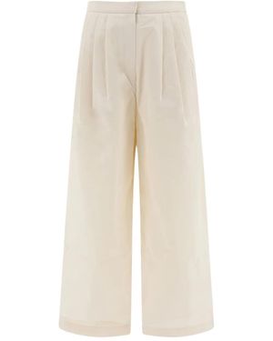 The Loom Pleated Cotton Trousers - Natural