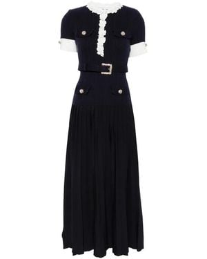 Self-Portrait Belted Floral-Embellished Midi Dress - Black
