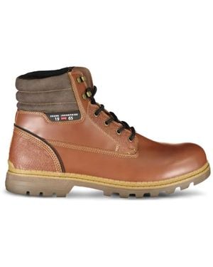 Carrera Lace-Up Padded-Collar Boots - Brown
