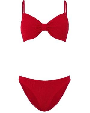 Hunza G Alicia Crinkle-Effect Bikini - Red