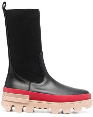 Moncler Stiefel Aus Leder - Schwarz