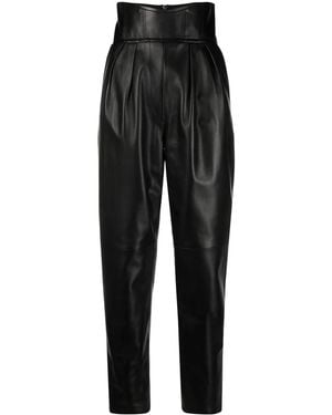 Philipp Plein High-Waisted Leather Trousers - Black