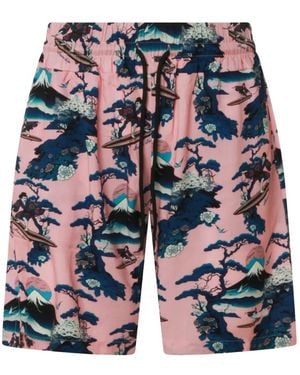 Mauna Kea Patterned Drawstring Shorts - Blue