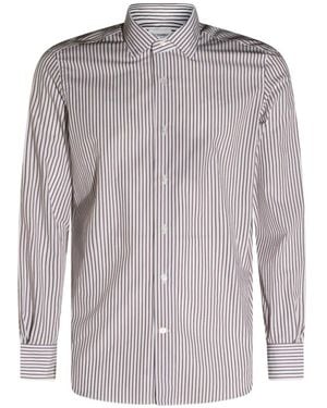 Mazzarelli Striped Button Shirt - Grey