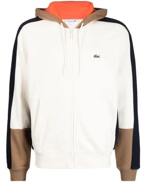 Lacoste Colourblock-Design Zipped Hoodie - White