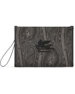 Etro Große Clutch Mit Paisley-Print - Grau