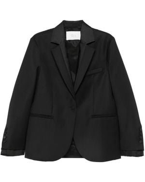 Tela Satin-Trim Single-Breasted Blazer - Black