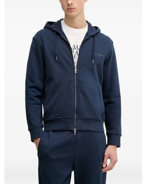 ARMANI EXCHANGE Logo-Print Zip-Up Hoodie - Blue