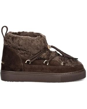 Inuikii Shearling-Trim Suede Boots - Brown