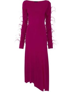 LAPOINTE Vestido midi con detalle de plumas - Morado